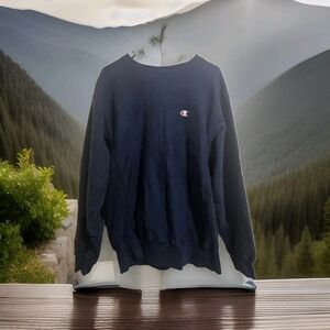 Vintage‎ 2000s Champion Reverse Weave Navy Sweatshirt Size LG 90s